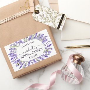 Adesivo Retangular Amor e Lavanda   Favor Elegante de Agradecimento F