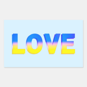 Adesivo Retangular AMOR em azul e amarelo na Ucrânia