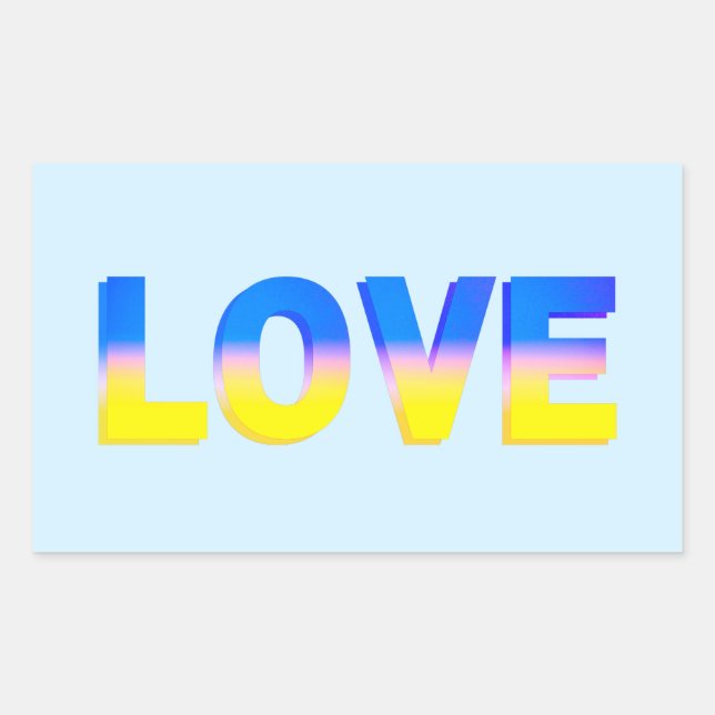 Adesivo Retangular AMOR em azul e amarelo na Ucrânia (Frente)
