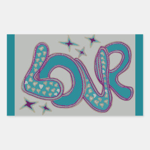 Adesivo Retangular Amor no estilo dos anos 60