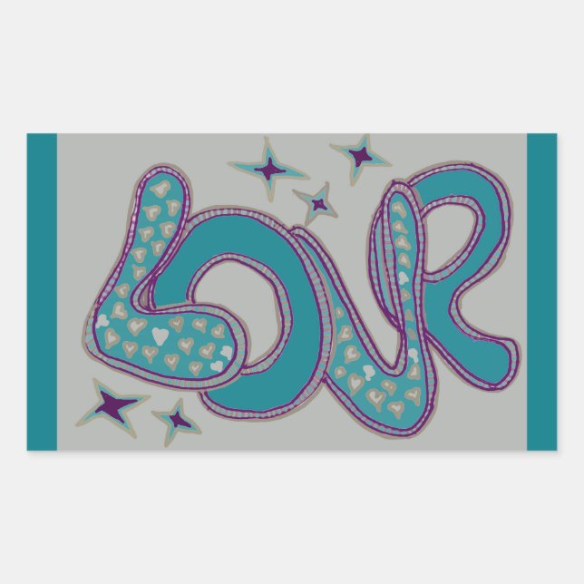 Adesivo Retangular Amor no estilo dos anos 60 (Frente)