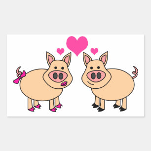 Adesivo Retangular Amor verdadeiro - desenhos animados bonitos do