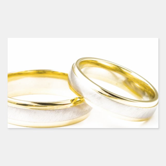 Adesivo Retangular Anéis de Casamento de Noite de chá (Frente)