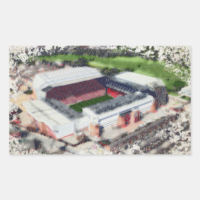 Adesivo Retangular Anfield Stadium Liverpool - Artistic Watercolour (Frente)
