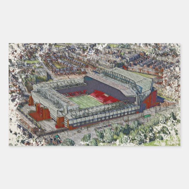 Adesivo Retangular Anfield Stadium Liverpool - Artistic Watercolour (Frente)