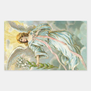 Adesivo Retangular Angel In Blue Classk Round Sticker