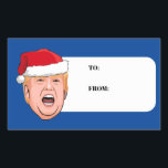 Adesivo Retangular Angry Donald Trump Christmas<br><div class="desc">Presentes de Natal Políticos Humorosos e Muito Mais do PolitiClothes.com Encontrar as Eleições e Presentes Políticos Mais Úteis,  Incluindo: Camisas Políticas,  Autocolantes Políticos,  Botões Políticos,  Posters Políticos,  Pinos Políticos,  Cartões Políticos,  Mogas Políticos,  Posters Políticos,  Sinais Políticos e Muito Mais! Compre Agora Em: http://www.PolitiClothes.com</div>