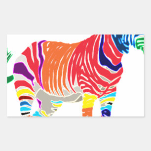 Adesivo Retangular Animais Zebra Arco-íris Padrão Monogramado Festa
