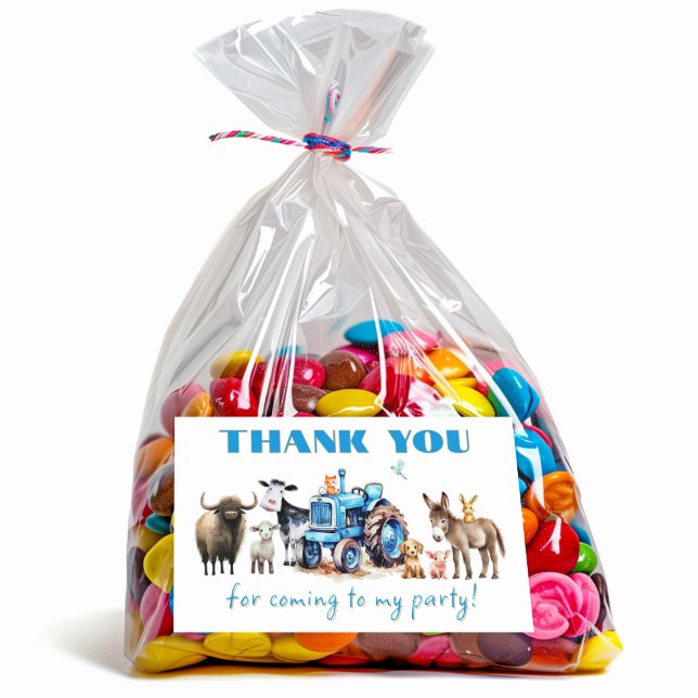 Adesivo Retangular Aniversário de Trator Animais da Fazenda Obrigado (Criador carregado)