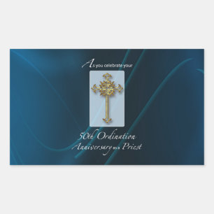 Adesivo Retangular Aniversário do 50º Jubileu Ordination do Padre