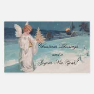 Adesivo Retangular Anjo do natal vintage