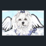 Adesivo Retangular Anjo Maltês<br><div class="desc">Lindos produtos de cachorro malteses</div>
