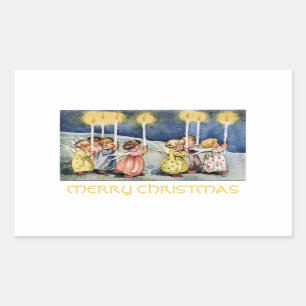 Adesivo Retangular Anjos pequenos do Feliz Natal