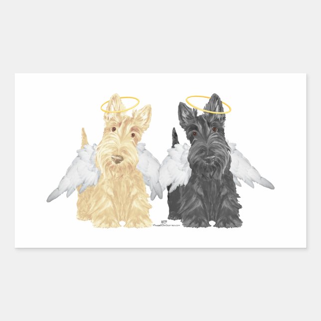 Adesivo Retangular Anjos Scottish Terrier (Frente)