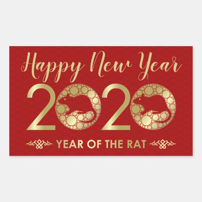 Adesivo Retangular Ano Zodíaco Chinês do Rato 2020 (Frente)