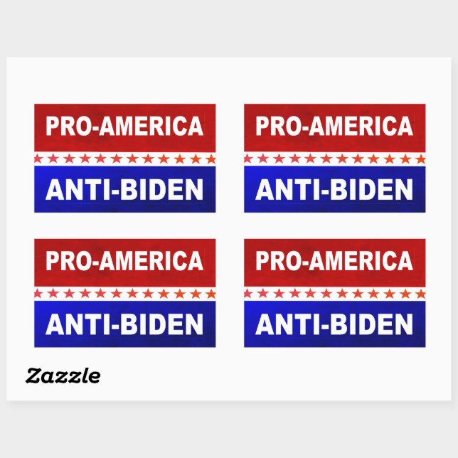Adesivo Retangular Anti-Biden Pro-América vermelho, branco e azul (Folha)