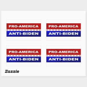 Adesivo Retangular Anti-Biden Pro-América vermelho, branco e azul