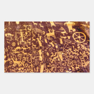 Adesivo Retangular Antigo jornal indiano americano Rock Petrogliph