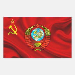 Adesivo Retangular Antigo Tecido de Bandeira da URSS comunista