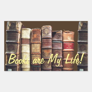 Adesivo Retangular Antigos Livros Antigos Presente de Tomas de Vintag