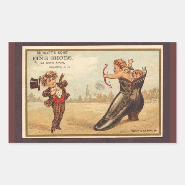 Adesivo Retangular Anúncio de calçados finos de safra (Frente)