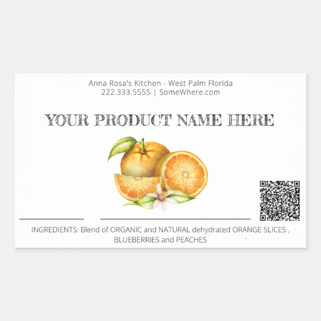 Adesivo Retangular *~* AP30 Fruta DESIDRATADA FOTO QR (Frente)