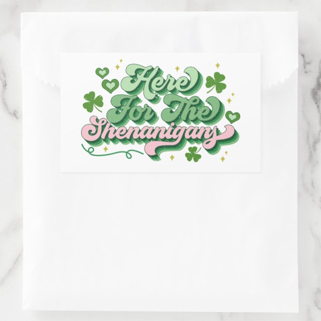 Adesivo Retangular Aqui Para O Dia de São Patrício Shenanigans (Bolsa)