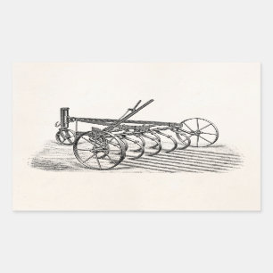 Adesivo Retangular Arado velho da agricultura do equipamento agrícol