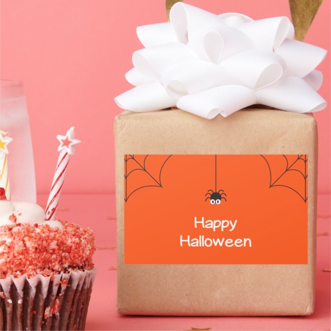 Adesivo Retangular Aranha-de-bruxa-bruxa-felicidade com a Web (Festa)