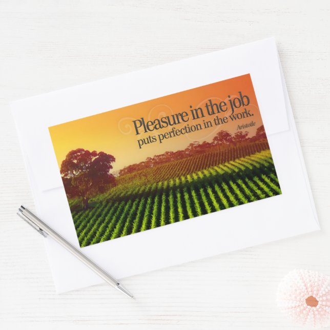 Adesivo Retangular Aristóteles Inspirational Cote "Perfeição" (Envelope)