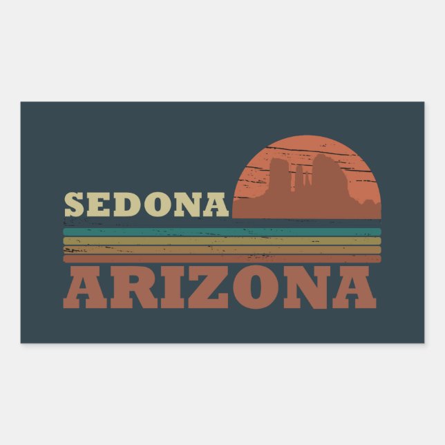 Adesivo Retangular Arizona Sedona vintage sunset az retro (Frente)