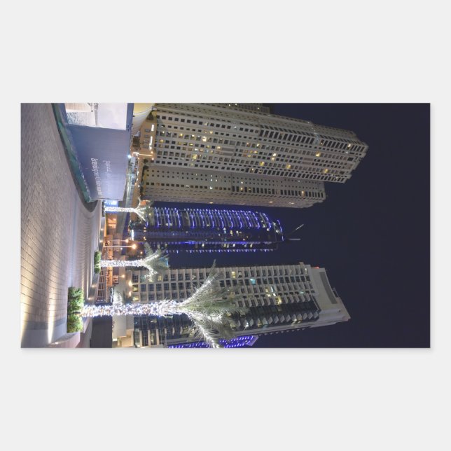 Adesivo Retangular Arquitetura de Dubai à noite (Frente)