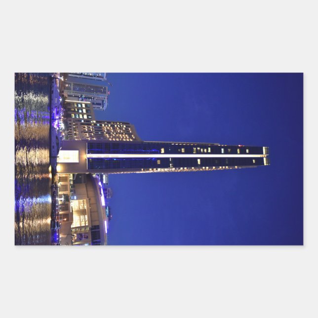 Adesivo Retangular Arquitetura de Dubai Marina à noite (Frente)