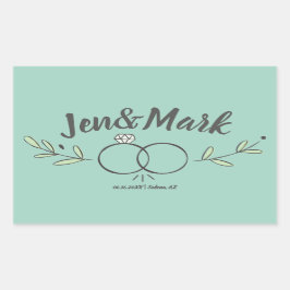 Adesivo Retangular Arranjo Moderno do Anel Salva a Data