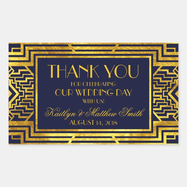 Adesivo Retangular Art Deco Marinho Dourado Geométrico Moderno (Frente)