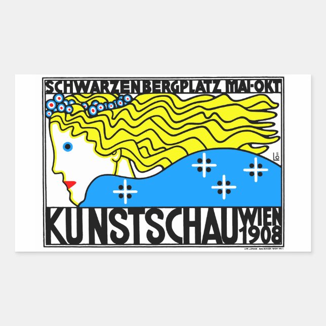 Adesivo Retangular Art Nouveau Art Show Fair Maiden de 1908 (Frente)