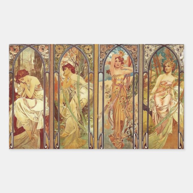 Adesivo Retangular Art Nouveau Times of Day (Frente)