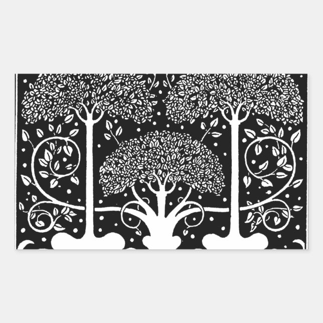 Adesivo Retangular Art Nouveau Tree Beardsley Pattern (Frente)