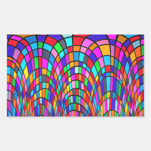 Adesivo Retangular Arte abstrata em mosaico de vitral multicolorido