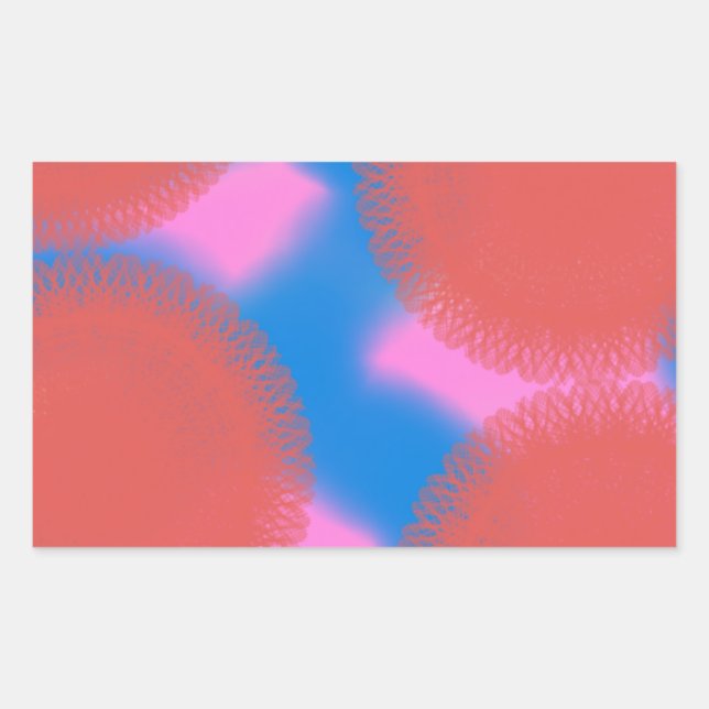 Adesivo Retangular arte abstrata vermelho rosa e azul 56789 (Frente)