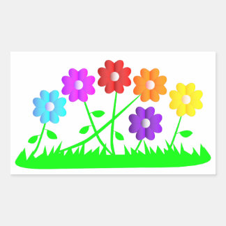 Adesivo Retangular Arte cômica bonito cores flores