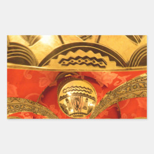 Adesivo Retangular Arte Cultural Africana: Design Vermelho Ouro Rico