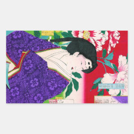 Adesivo Retangular Arte-dama geisha oriental legal japonesa