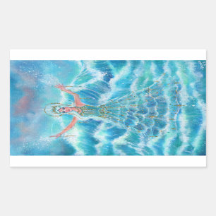 Adesivo Retangular Arte das ninfas do Mermaid Sea por Renee Lavoie