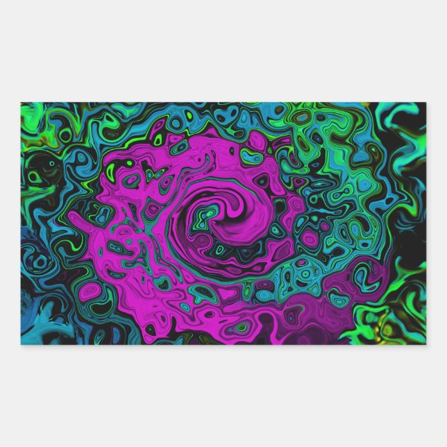 Adesivo Retangular Arte de Líquido Giratório Abstrato Magenta Ousado  (Frente)