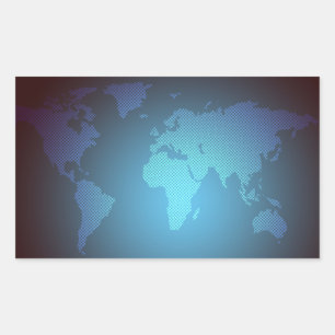 Adesivo Retangular Arte de Mapa Mundial Gradiente de Ponto Digital