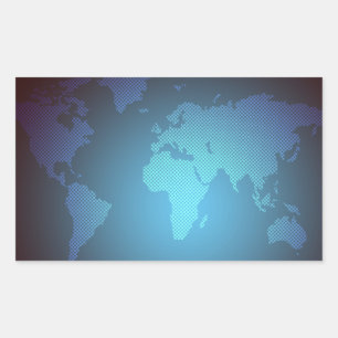 Adesivo Retangular Arte de Mapa Mundial Gradiente de Ponto Digital