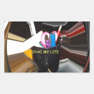 Adesivo Retangular Arte de Papel de carta do Tea Mug Life abstrato