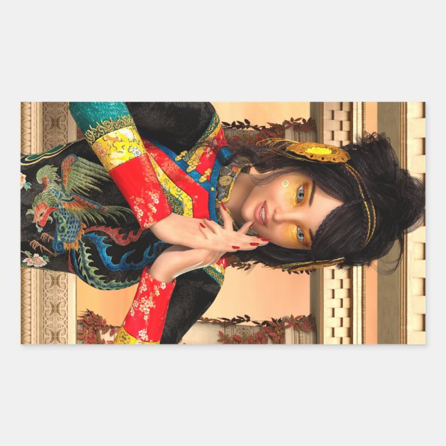 Adesivo Retangular Arte de retrato de fantasia da Imperatriz Chinesa (Frente)