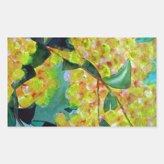 Adesivo Retangular Arte floral australiana original de Wattle (Frente)